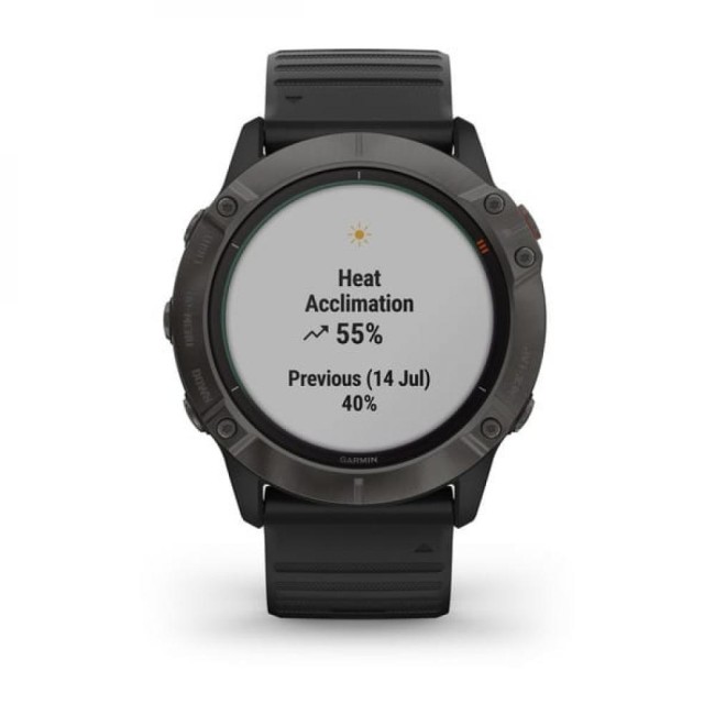 Часы Garmin Fenix 6X Pro Solar титановый серый DLC с черным ремешком