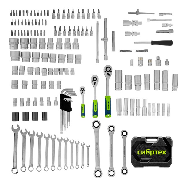 Набор инструментов 1/2", 3/8", 1/4" 160 предметов Сибртех Набор инструментов 1/2", 3/8", 1/4" 160 предметов Сибртех