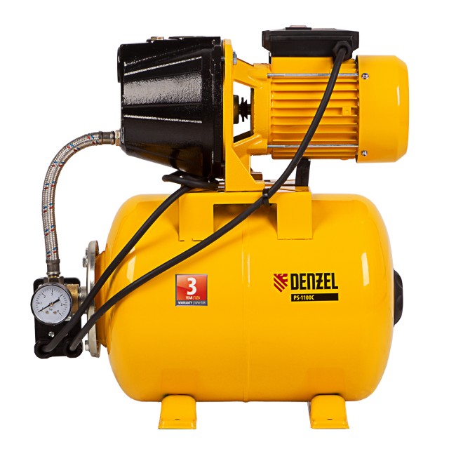 Насосная станция PS1100С, 1100 Вт, 4500 л/ч, ресивер 24 л, подъем 46 м, чугун Denzel Насосная станция PS1100С, 1100 Вт, 4500 л/ч, ресивер 24 л, подъем 46 м, чугун Denzel