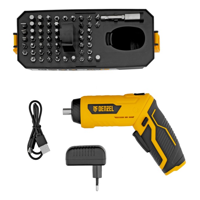 Отвертка аккумуляторная CSH-3.6, 54 биты Denzel Отвертка аккумуляторная CSH-3.6, 54 биты Denzel