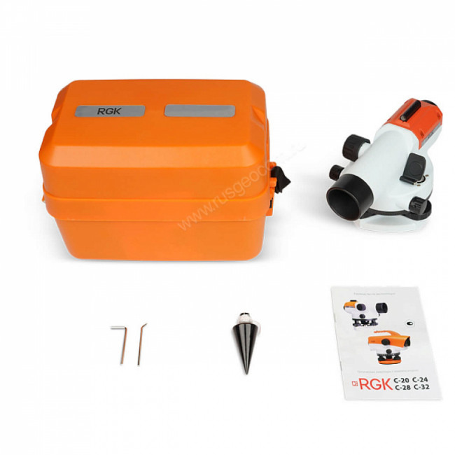 Комплект оптический нивелир RGK C-24 с поверкой + штатив S6-N + рейка AMO S3