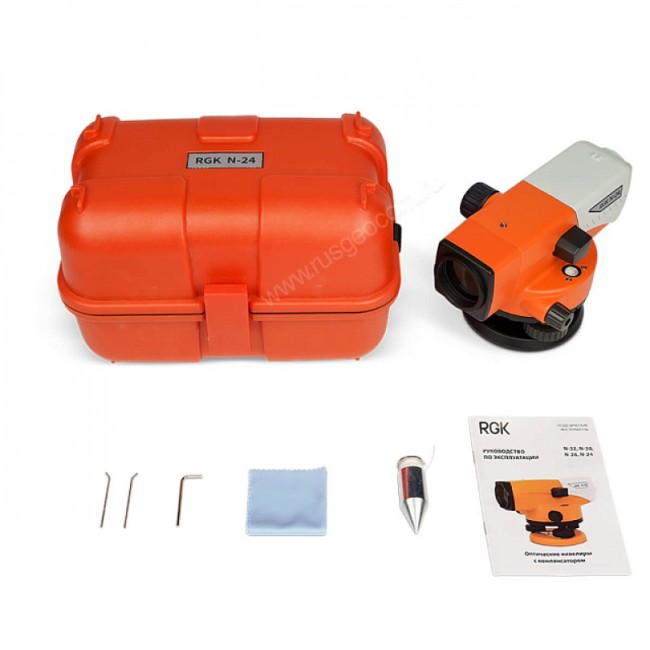 Комплект оптический нивелир RGK N-24 + штатив S6-N + рейка AMO S4 Комплект оптический нивелир RGK N-24 + штатив S6-N + рейка AMO S4