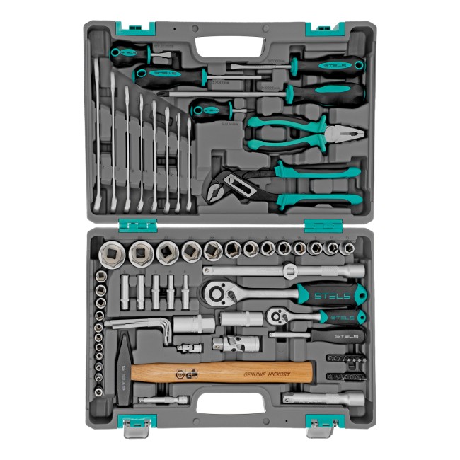 Набор инструментов 1/2", 1/4", CrV 76 предметов Stels Набор инструментов 1/2", 1/4", CrV 76 предметов Stels