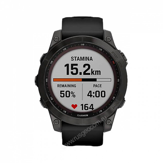 Часы Garmin Fenix 7 Sapphire Solar титановый черный DLC с черным ремешком