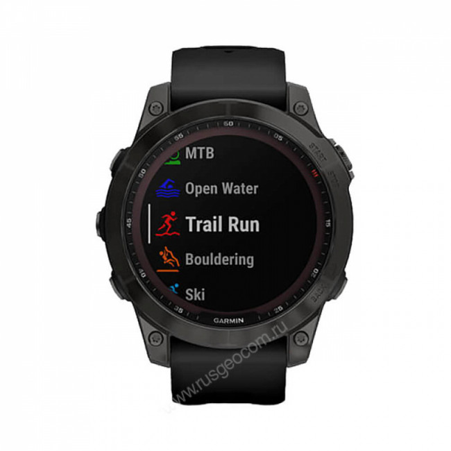 Часы Garmin Fenix 7 Sapphire Solar титановый черный DLC с черным ремешком