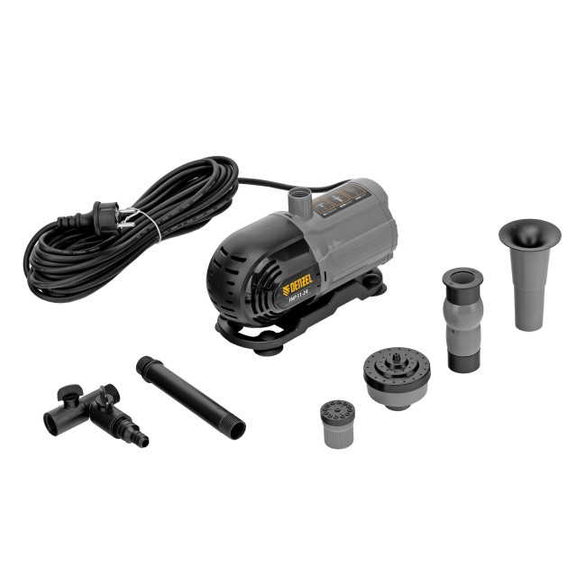 Насос фонтанный FNP31-24, 31 Вт, подъем 2,4 м, 1500 л/ч, колокольчик/2 каскада/гейзер Denzel Насос фонтанный FNP31-24, 31 Вт, подъем 2,4 м, 1500 л/ч, колокольчик/2 каскада/гейзер Denzel