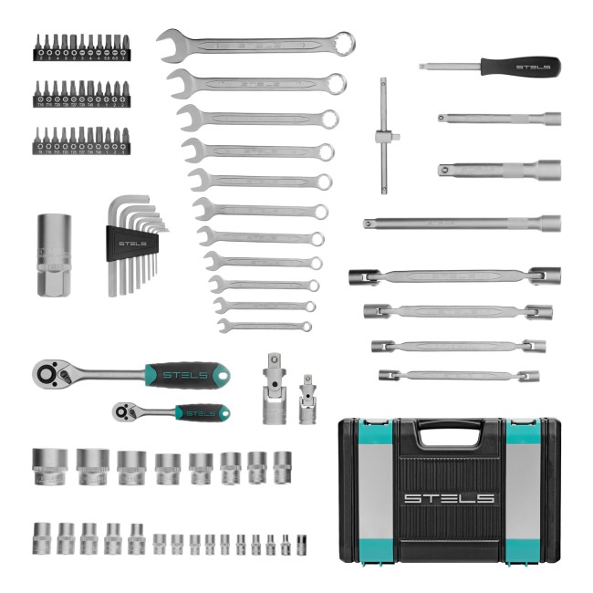 Набор инструментов 1/2", 1/4", CrV 88 предметов Stels