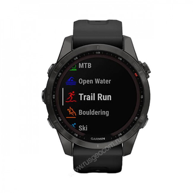 Часы Garmin Fenix 7S Sapphire Solar титановый угольно-серый DLC с силиконовым ремешком Часы Garmin Fenix 7S Sapphire Solar титановый угольно-серый DLC с силиконовым ремешком