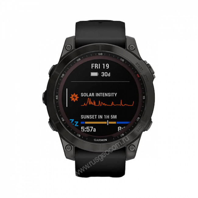 Часы Garmin Fenix 7 Sapphire Solar титановый серый DLC с черным ремешком Часы Garmin Fenix 7 Sapphire Solar титановый серый DLC с черным ремешком