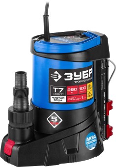 Дренажный насос с минимальным уровнем откачки Профессионал НПЧ-Т7-250 ЗУБР АкваСенсор 250 Вт